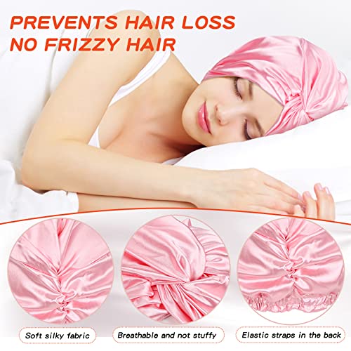 3 חתיכות משי שיער לעטוף לשינה נשים מצנפת משי שינה מצנפת אלסטי שיער טיפול שינה כובע עבור טבעי מתולתל שיער