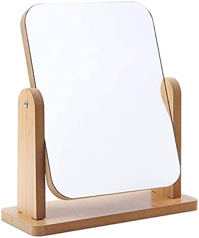 מראת איפור קקיאנג 360 מעלות מסתובבת מראת איפור שולחן עבודה מעץ עם מעמד גבוה מראה מלבנית ברורה מראת איפור חופשית