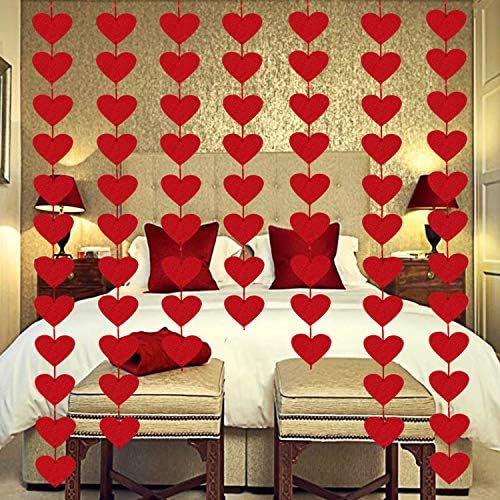 72 לבבות אדומים גרלנד גרנד - אין DIY - יום האהבה אדום לב אדום תלייה זר - עיצוב יום האהבה - קישוטים ולנטיין - ולנטיין יום הולדת יום הולדת ציוד למסיבת יום הולדת