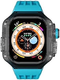 מארז ערכת Mod שקוף TWRQA עבור Apple Watch 49 ממ להקת ספורט גומי לסדרת IWatch Series Ultra 8 Silicone Watch Strap