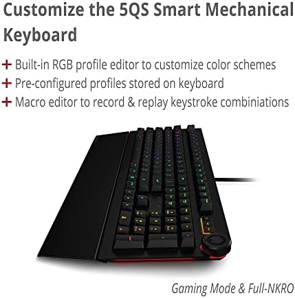 מקלדת DAS 5QS חכמה RGB מקלדת מכנית ניתנת לתכנות לעבודה ומשחקים, מתגים מכניים מישוש רכים, פרופילי RGB מובנים, מנוחה של דקל, ידית נפח, עליון אלומיניום