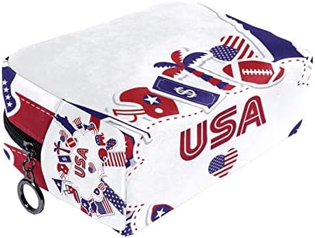 תיק איפור קטן, מארגן קוסמטיקה לטיולים לטיולים לנשים ונערות, סמל דגל אמריקאי