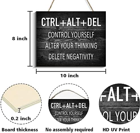 עיצוב קיר מעורר השראה למשרד, Ctrl+Alt+Del Wood Signs Sign
