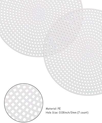 30 חתיכות 7 מעגל מעגל גליונות בד רשת פלסטיק עם מחטי תפירה לרקמה, יצירת חוט אקרילי, פרויקטים של סריגה וסרוגה