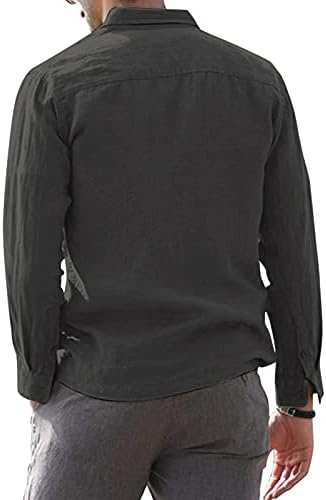 חולצות שרוול ארוך של ווקאצ'י לגברים, כפתור למטה דש מוצק דק חולצה כושר חולצה עסקית אופנה מזדמנת