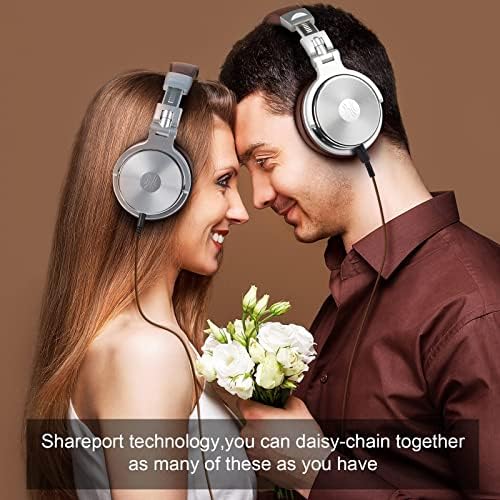 על אוזניות אוזניות, אוזניות קול סטריאו פרמיות קוויות עם מנהל התקן של 50 ממ, אוזניות נוחות מתקפלות עם חלבון אוזניות חלבון ו- SharePort להקלטת ניטור פודקאסט PC TV- עם מיקרופון