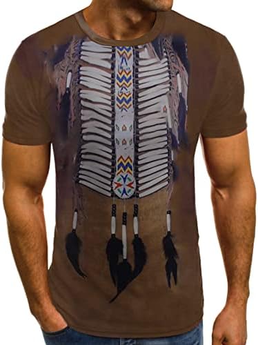 חולצות טריקו של שרוול קצר של XXBR Mens, קיץ Crewnneck 3D Aztec Ethnic Boho הדפס אימון אתלטי טופ חולצה חולצה
