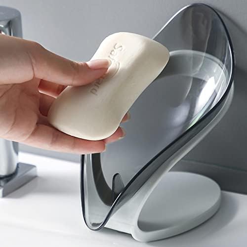 Ksrnsne עוזב קופסת סבון מתלה סבון יצירתי ניקוז טואלט חור חור חינם לאחסון סבון קופסת סבון קופסת סבון ברורה