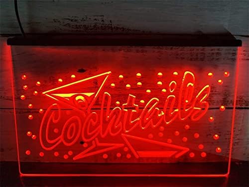 קוקטיילים של פאב DVTEL שלט ניאון שלט LED דוגמנות אור אור אותיות זוהרות שלט לוח אקרילי ניאון אור דקורטיבי, 60x40 סמ מסעדה ברון בר קפה בית קפה