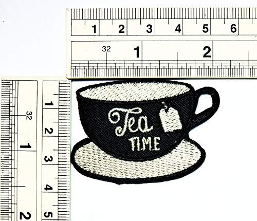 סט טלאי של אומאמה של 3 כוסות תה מדבקת מצויר טלאי מדבקה כוס שחורה תה קפה תה חמוד DIY אפליקציה רקומה תפור תפור על בגדי סמל טלאים או מתנת תגמול