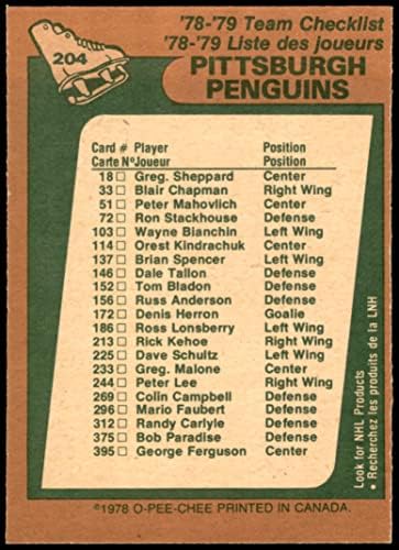 1978 O-PEE-CHEE 204 צוות פינגווינים פינגווינים NM פינגווינים