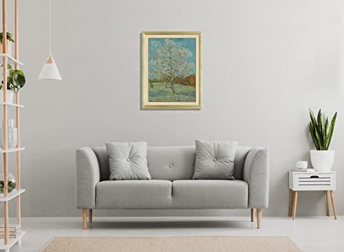 ואן גוך מפורסם בציור שמן קלאסי קיר קיר קיר אמנות עץ האפרסק הוורוד. מיוצר יד ממוסגר מרקם מברשת מברשת תלת מימד לתפאורה ביתית לימוד לימוד משרד