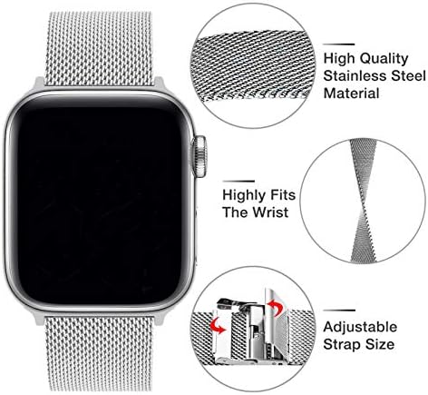 להקות החלפה תואמות ל- Apple Watch 44 ממ 42 ממ 40 ממ 38 ממ, רצועת שעון נירוסטה עבור iwatch 6 se 5 4 3 2 1