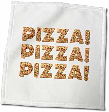 פיצה פיצה פיצה 3 דרוזית - אמנות טקסט מעוטרת פיצה, טיפוגרפיה על לבן - מגבות
