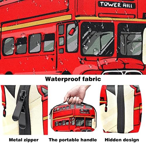 תיק קוסמטי לנשים, מקסים מרווח עמיד למים איפור שקיות נסיעות אדום אוטובוס מוצרי טואלטיקה תיק אביזרי ארגונית כמתנות