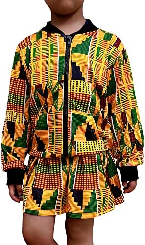 בנות 2 חתיכה אפריקאי הדפסת תלבושות בוהמי בנות מעיל מעיל חצאית סטי אביב חורף בגדים