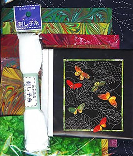 בד סשיקו - פרפרים וסשיקו-סילביה פיפן סשיקו ערכת בד מודפסת מראש-רקמה יפנית, תפירה, תפירה